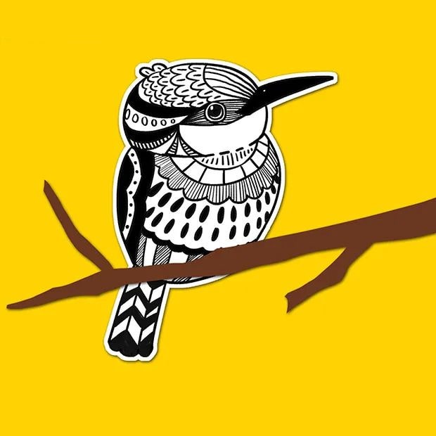 少儿美术课程 创意剪贴画《秋林小鸟》