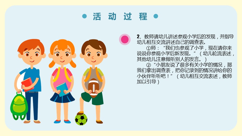 幼儿园大班语言教案：我眼中的小学