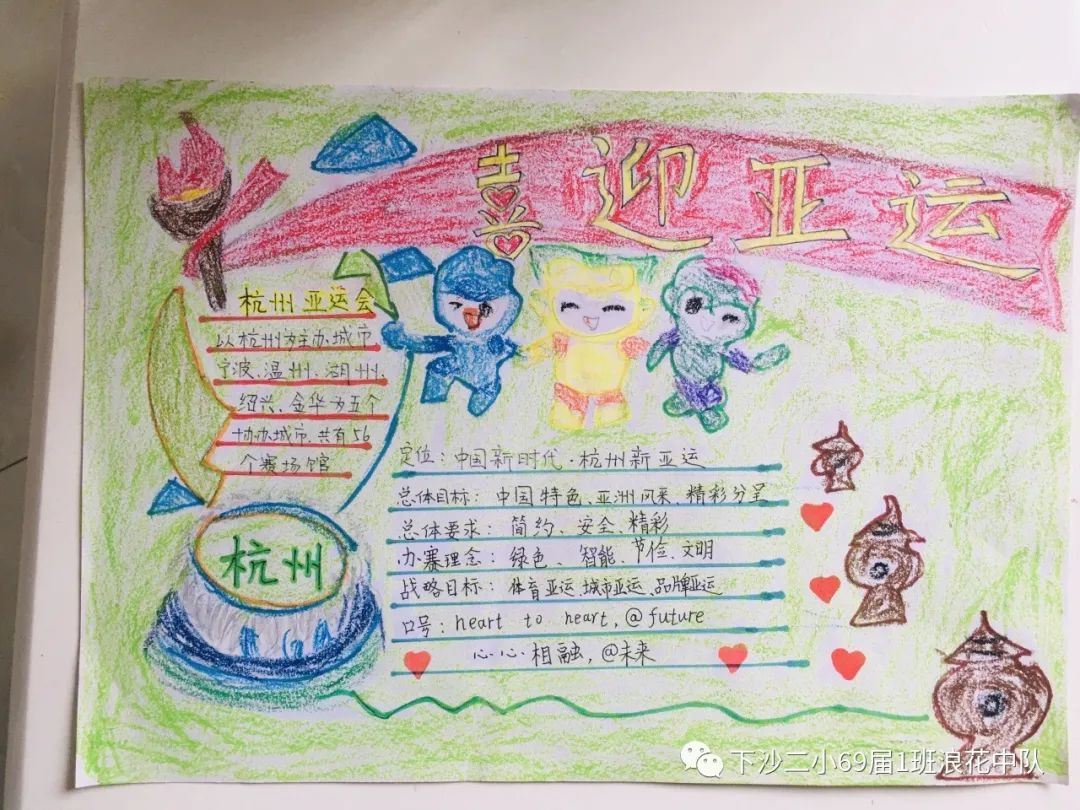 喜迎亚运会，筑梦向未来 杭州亚运会手抄报
