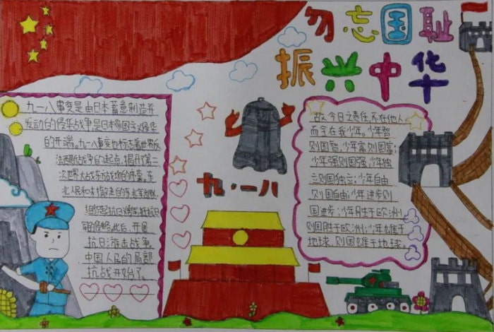 勿忘国耻九一八手抄报简单又漂亮