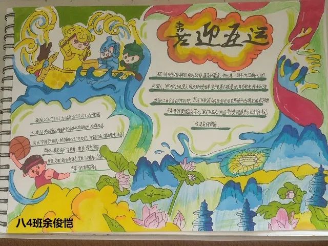 2023年迎亚运杭州亚运会手抄报作品初中生