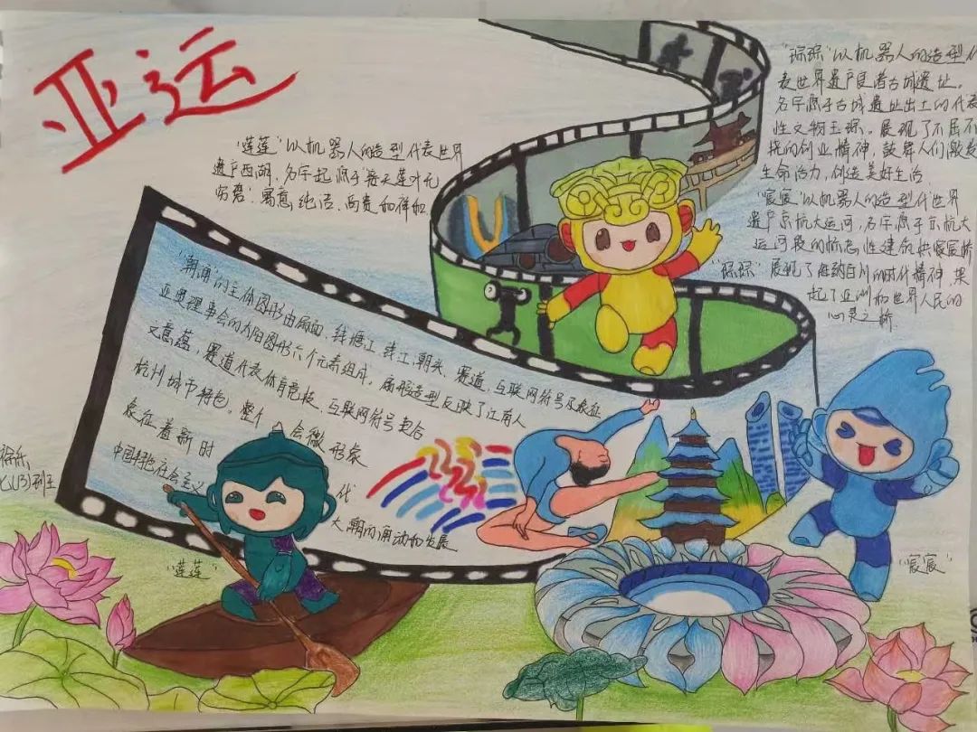 2023年迎亚运杭州亚运会手抄报作品初中生