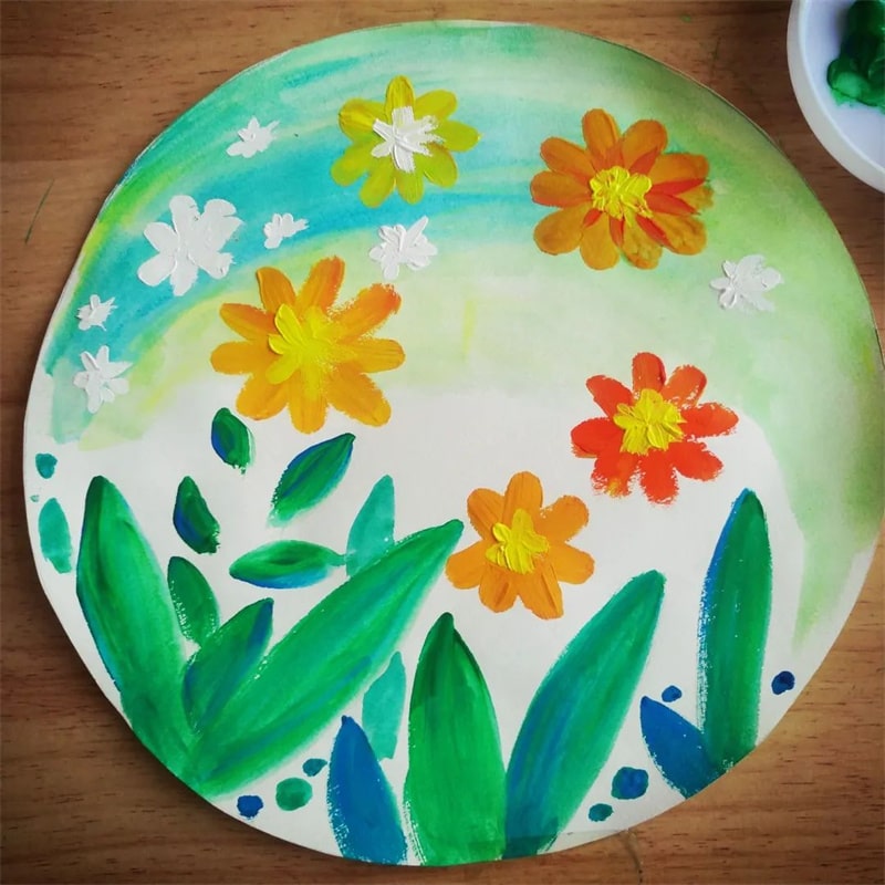 秋季少儿美术课程《秋天的野菊花》