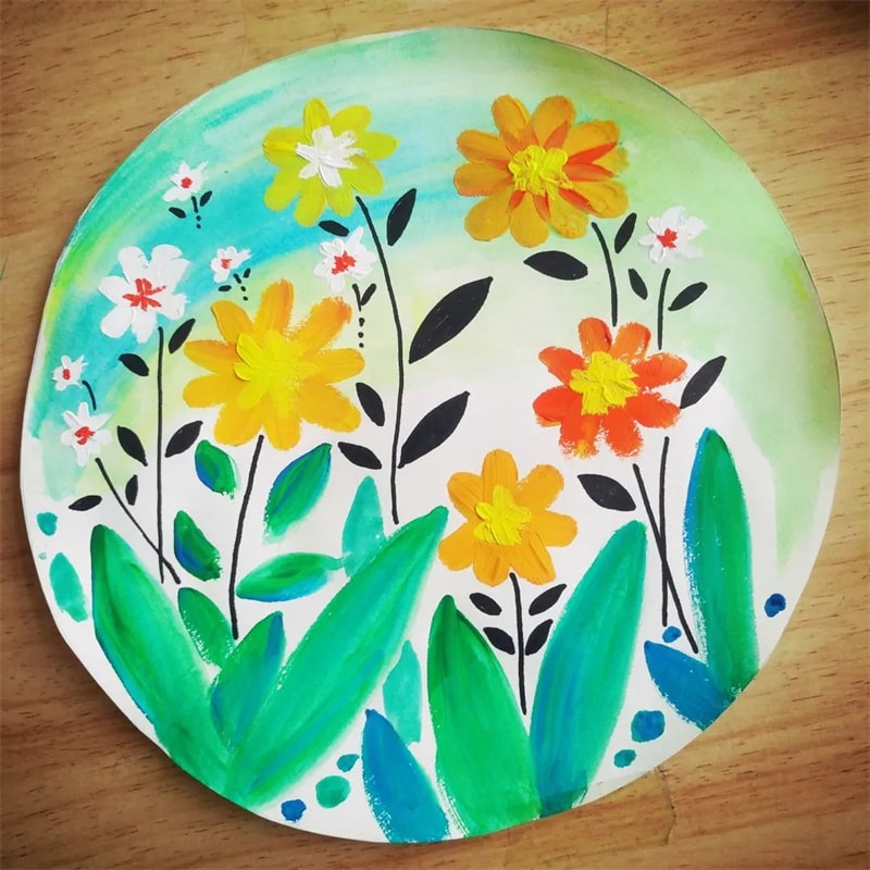 秋季少儿美术课程《秋天的野菊花》