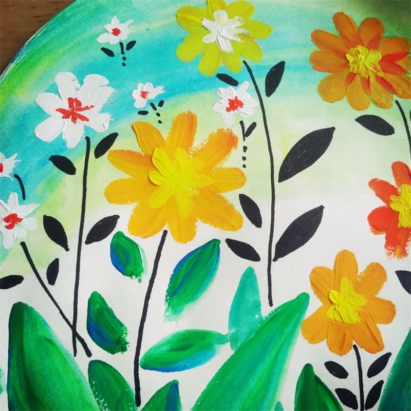 秋季少儿美术课程《秋天的野菊花》