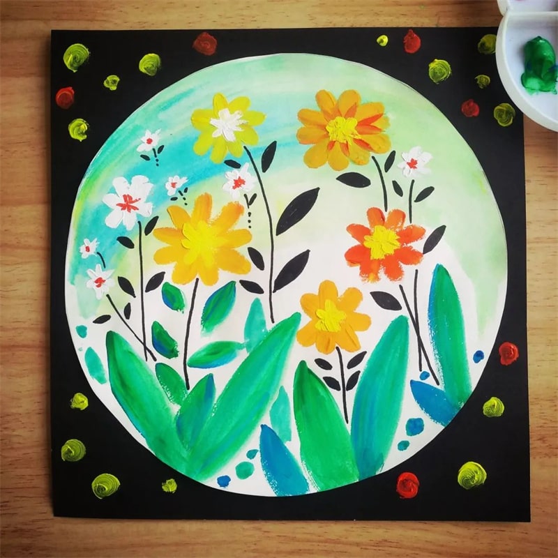 秋季少儿美术课程《秋天的野菊花》