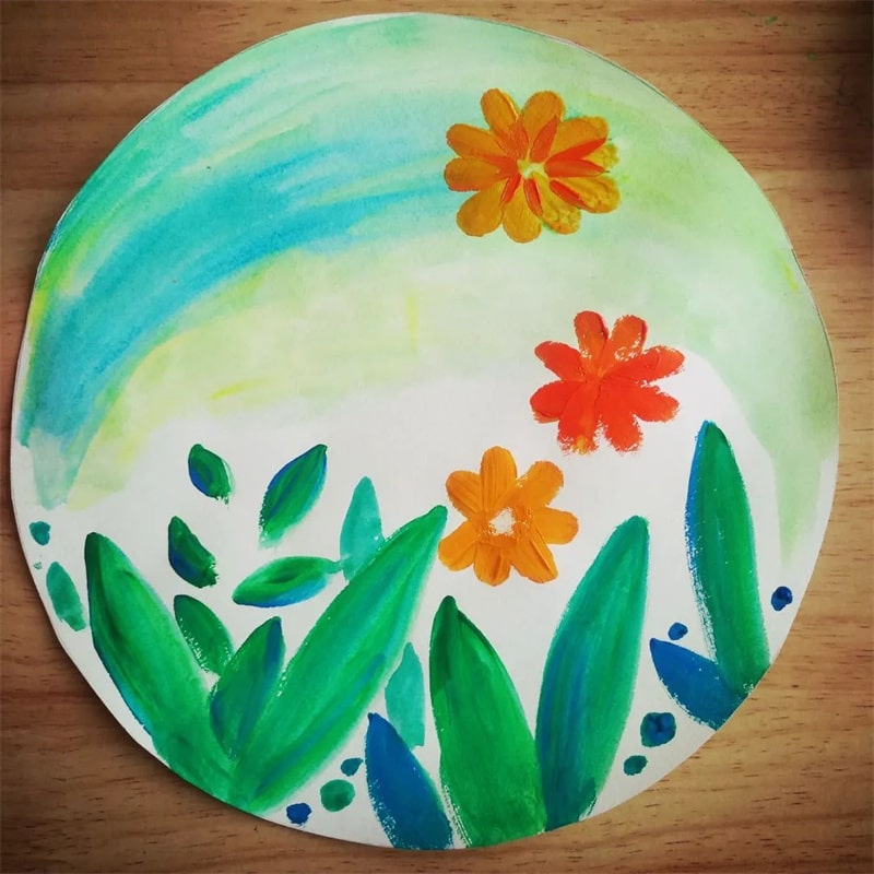 秋季少儿美术课程《秋天的野菊花》