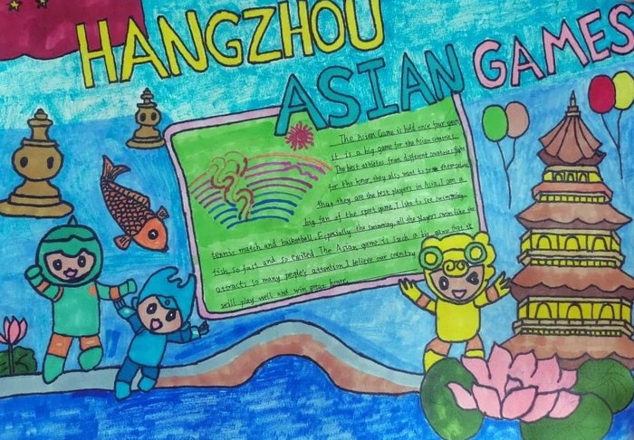 五年级迎亚运杭州亚运会英语手抄报图片