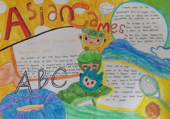 五年级迎亚运杭州亚运会英语手抄报图片