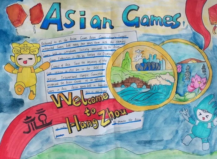 五年级迎亚运杭州亚运会英语手抄报图片