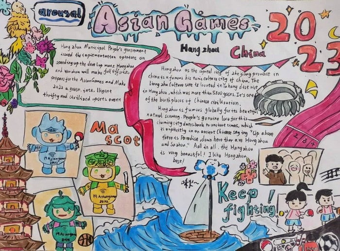 五年级迎亚运杭州亚运会英语手抄报图片
