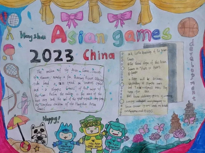 五年级迎亚运杭州亚运会英语手抄报图片