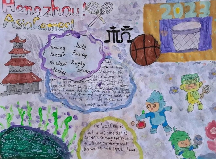 五年级迎亚运杭州亚运会英语手抄报图片