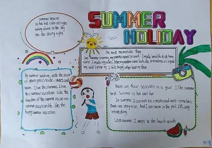 夏天英语手抄报简单又漂亮