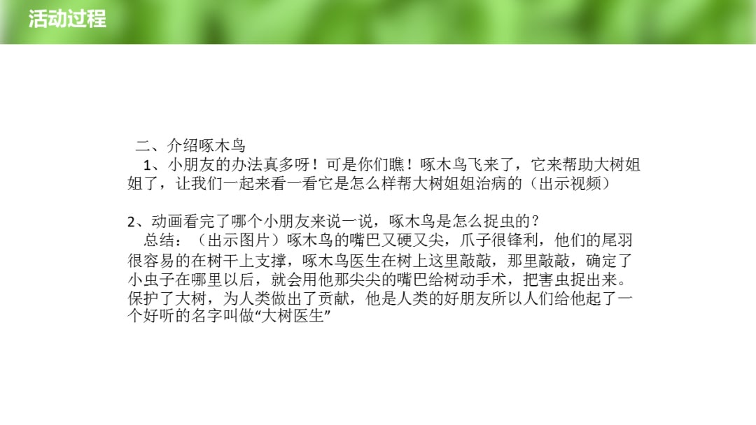 幼儿园大班社会教案：大树医生