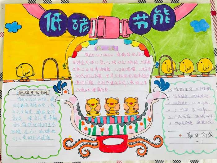 绿色低碳节能先行手抄报图片及内容小学生