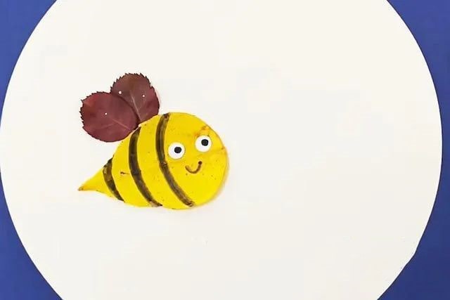 秋天手工制作：树叶剪贴画小蜜蜂(步骤图解)