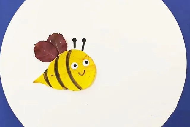 秋天手工制作：树叶剪贴画小蜜蜂(步骤图解)