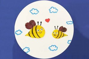 秋天手工制作：树叶剪贴画小蜜蜂(步骤图解)