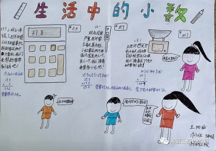 生活中的小数手抄报简单又好画