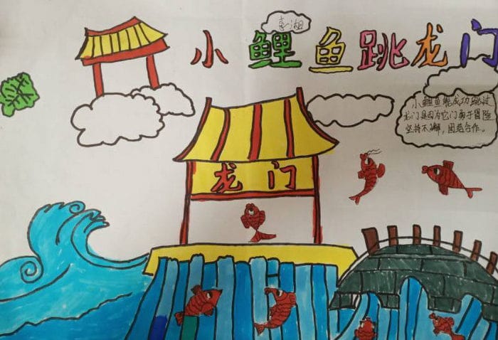小鲤鱼跳龙门手抄报简单又漂亮