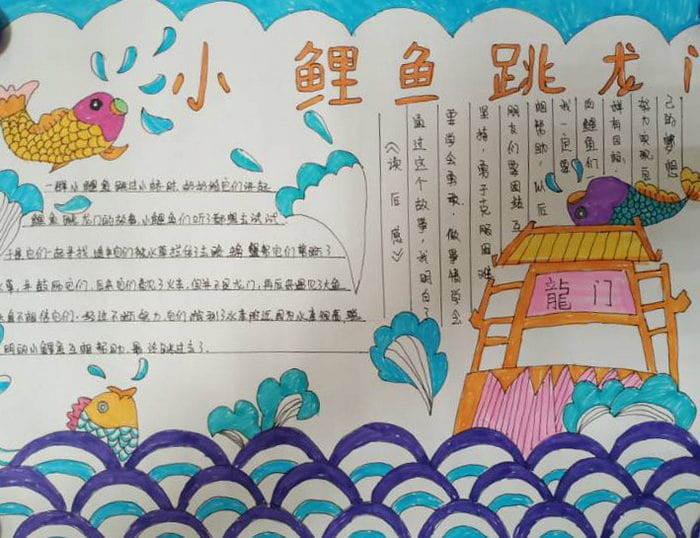 小鲤鱼跳龙门手抄报简单又漂亮