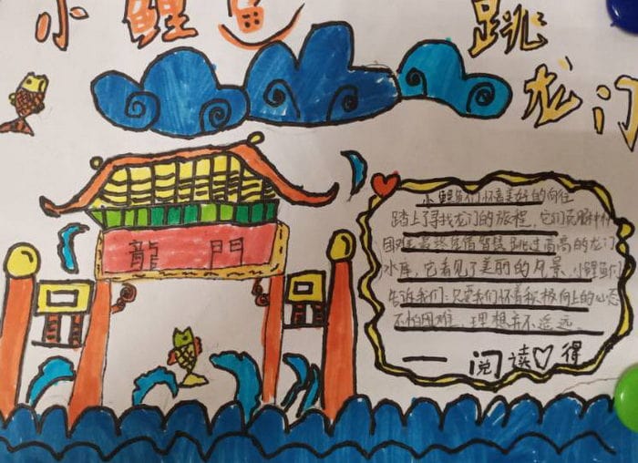 小鲤鱼跳龙门手抄报简单又漂亮