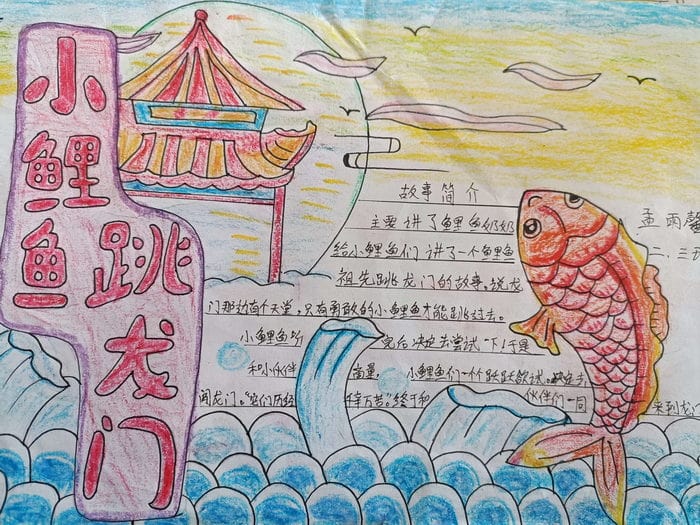 小鲤鱼跳龙门手抄报简单又漂亮