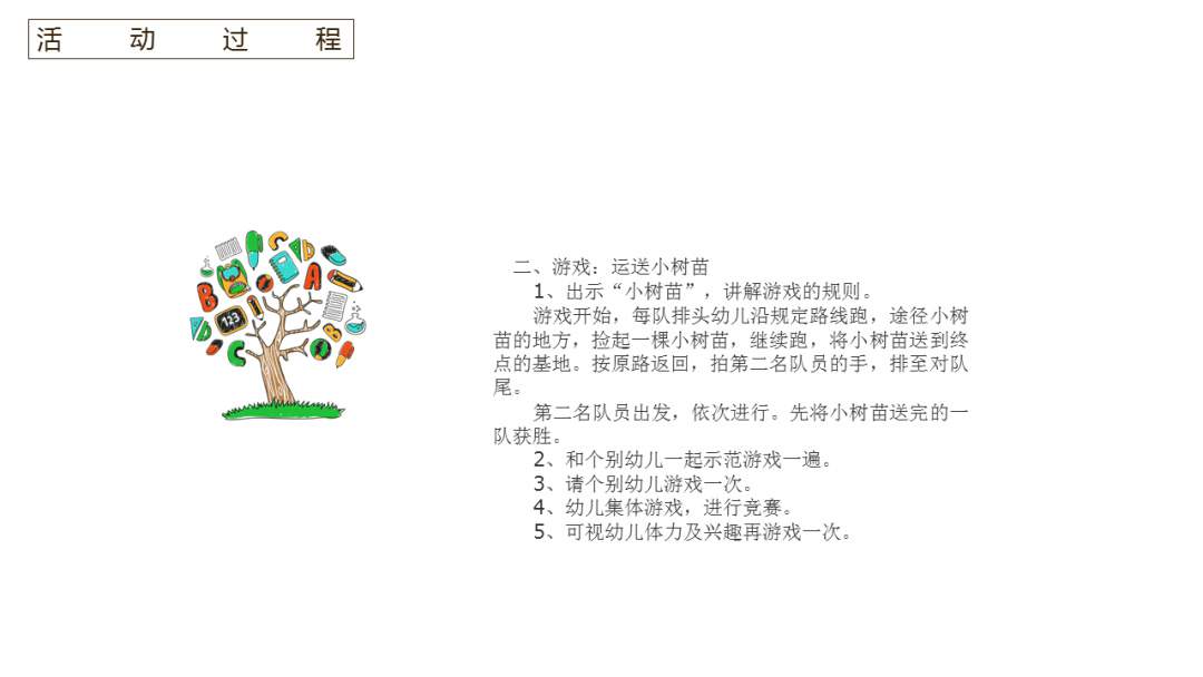 幼儿园大班健康教案：运送小树苗