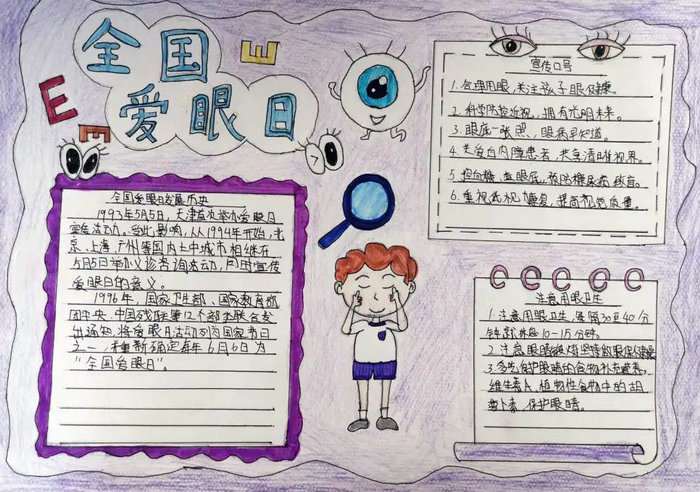 一二年级爱护眼睛手抄报图片及内容