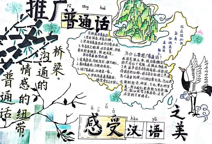 推广普通话奋进新征程手抄报图片及内容初中