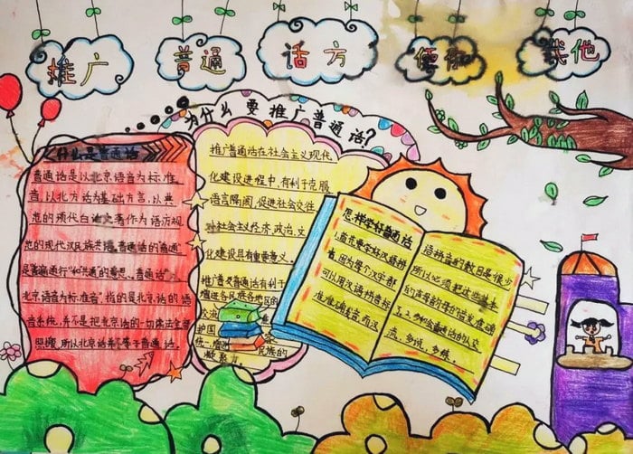 推广普通话奋进新征程手抄报简单