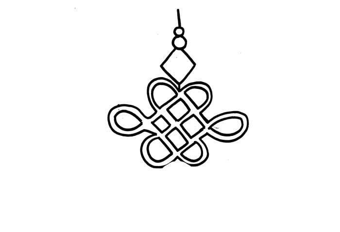 红色中国结简笔画图片教程简单