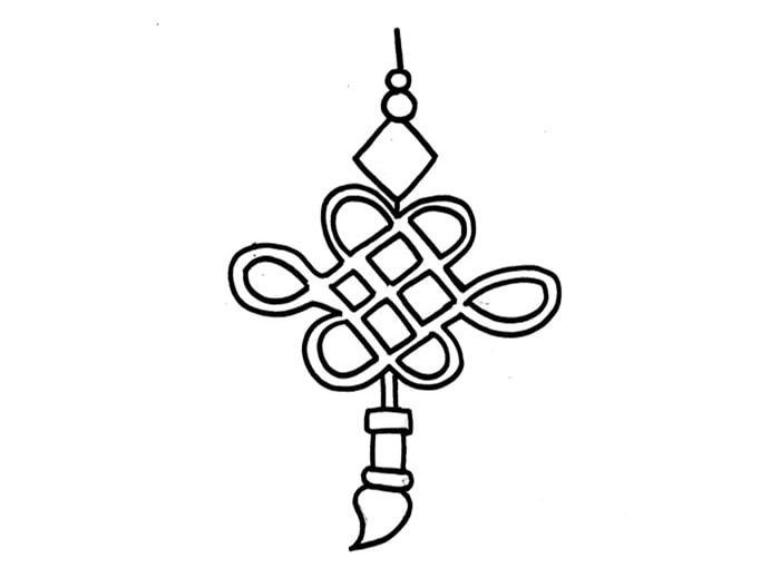 红色中国结简笔画图片教程简单