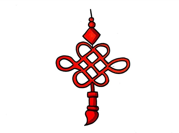 红色中国结简笔画图片教程简单