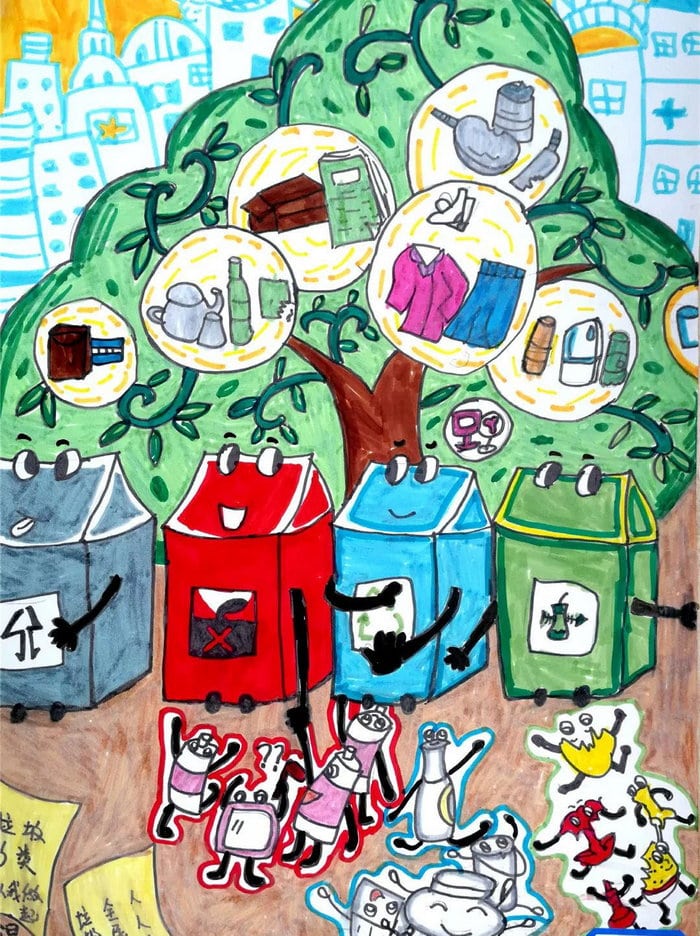 垃圾分类绘画图片