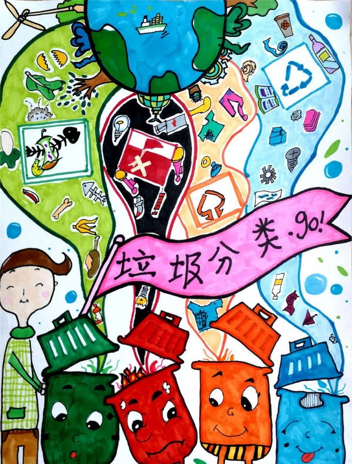 垃圾分类绘画图片