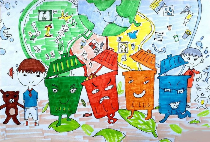 垃圾分类绘画图片