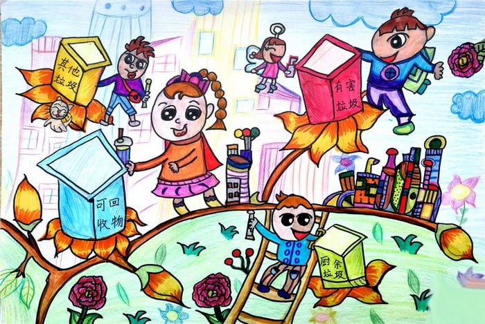 垃圾分类绘画图片