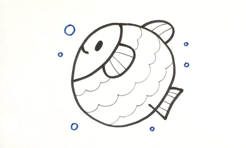 字母Q画小鱼简笔画图片步骤