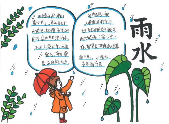 小学生雨水节气手抄报图片