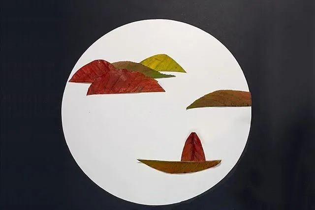 树叶手工制作古诗词贴画独钓寒江雪