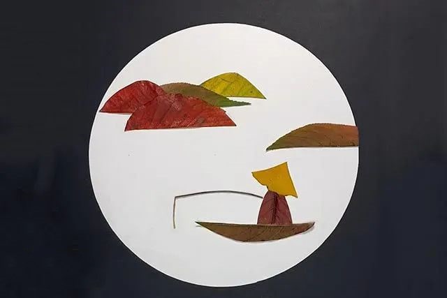 树叶手工制作古诗词贴画独钓寒江雪