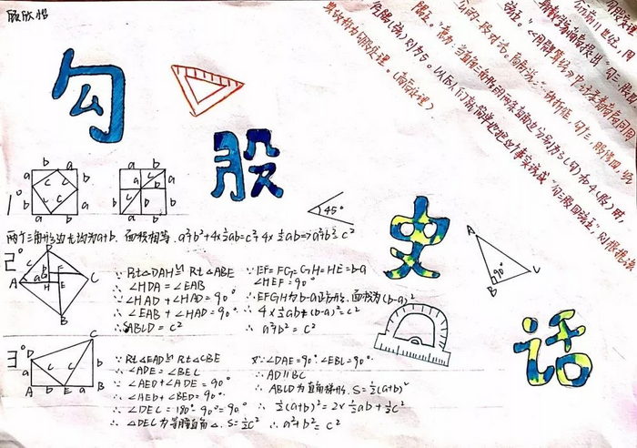 勾股定理数学史和多种证明方法的手抄报