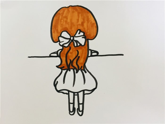 小女孩背影简笔画怎么画