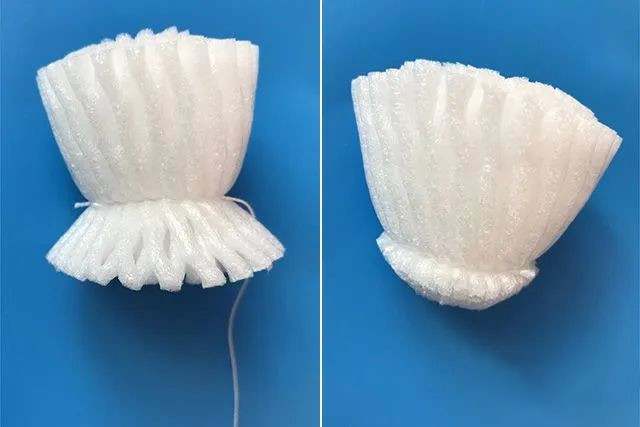 废物利用水果网套制作手工菊花