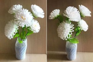 废物利用水果网套制作手工菊花(步骤图解)