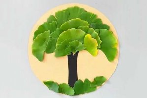 银杏叶手工树叶贴画一棵大树简单又好看(步骤图