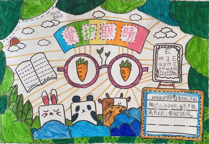 呵护眼睛预防近视手抄报简单