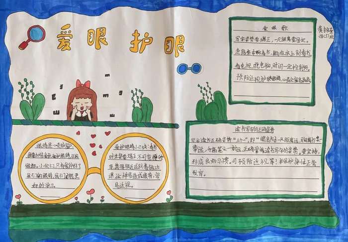 呵护眼睛预防近视手抄报简单